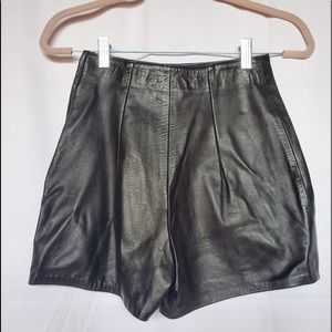Cache Black Leather Shorts